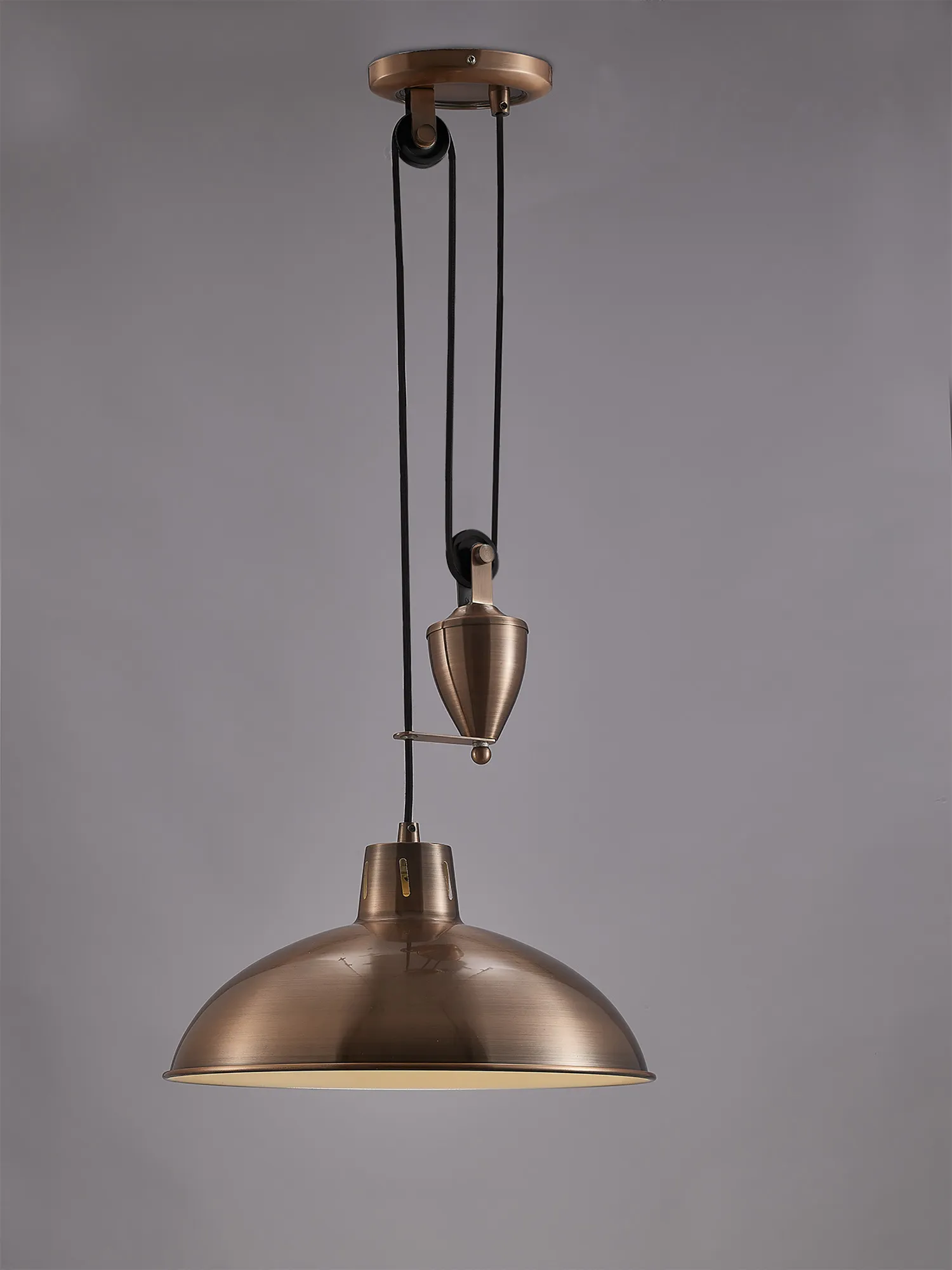Wellington Pulley System Pendant 1 Light Antique Copper D0149  Deco Wellington